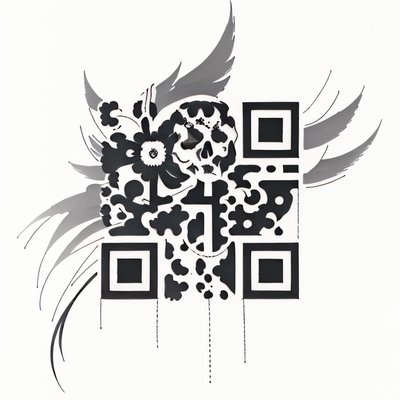 Skull and Flowers Tattoo QR Code for Temporary Tattoos