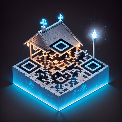 Изометрическая хижина резчика рун: диорама QR-код — изображение 1