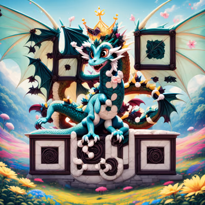 Cute Crowned Dragon 3D Cartoon QR Code for Posters — image 1