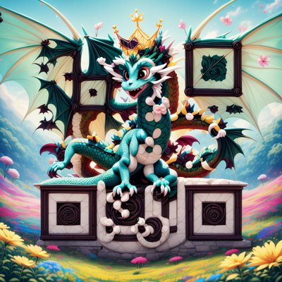 Cute Crowned Dragon 3D Cartoon QR Code for Posters