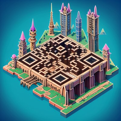 Isometric Fantasy Bone City 3D QR Code Art