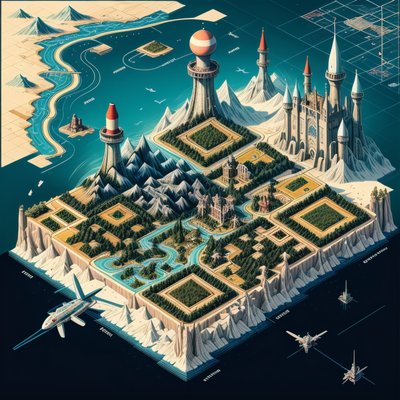 Isometric Fantasy Island Map QR Code Art