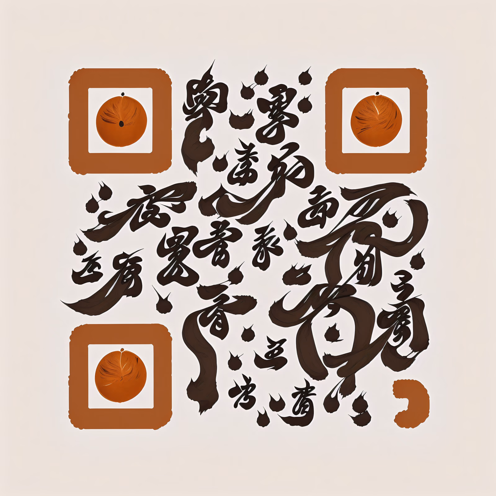 Каллиграфия кистью, иероглифы тушью: QR-код для постеров — изображение 1