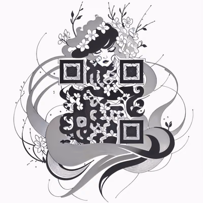 Flower Crown Woman Ink QR Code for Temporary Tattoos — image 1