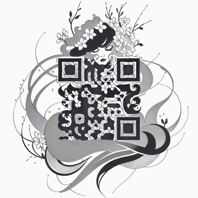 Flower Crown Woman Ink QR Code for Temporary Tattoos