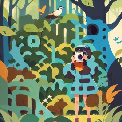Forest Photographer Vector Illustration QR Code Art