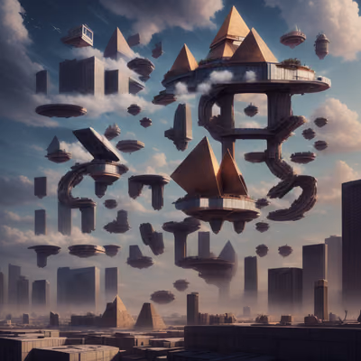 Floating Pyramid City Matte Painting QR Code for Posters — image 1