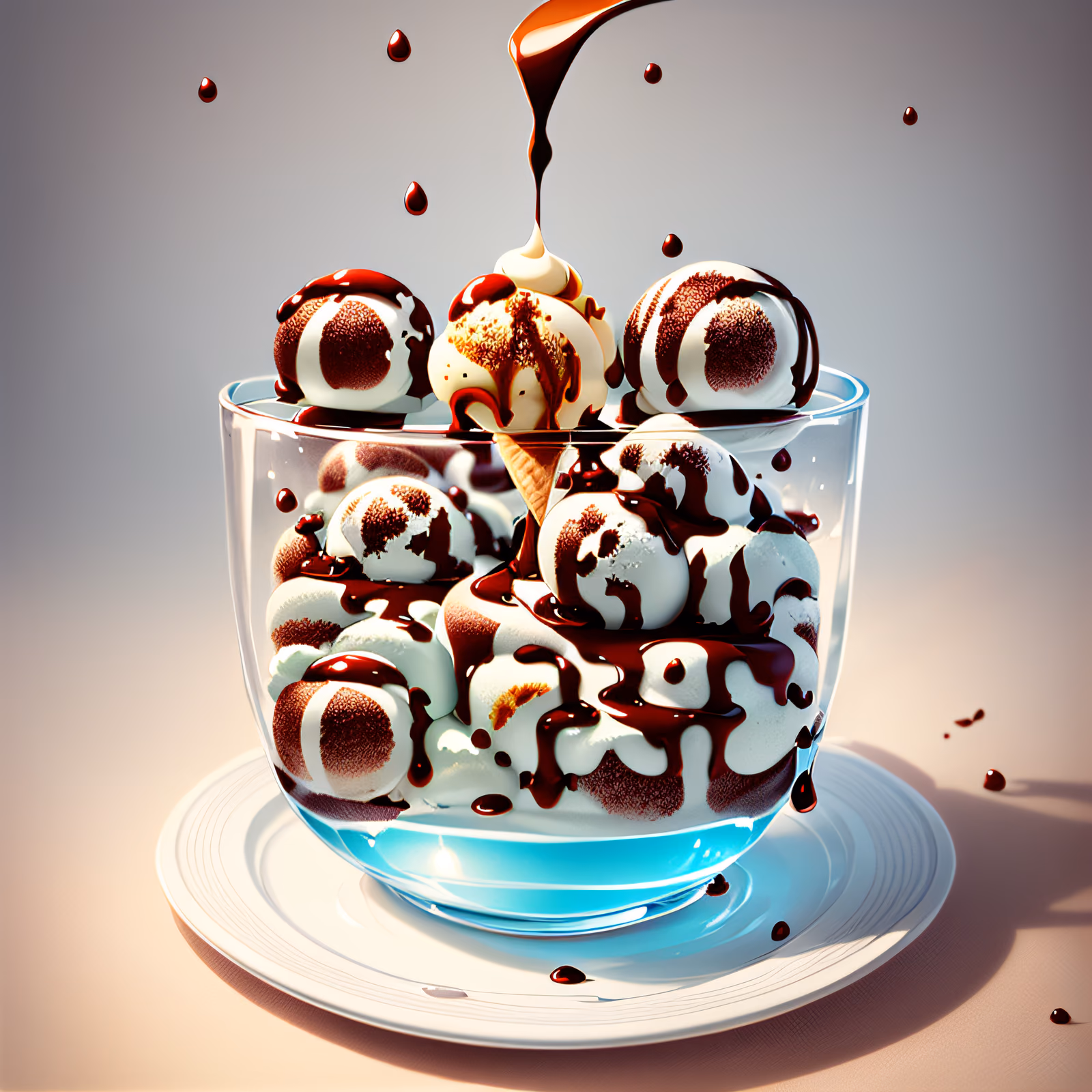 Chocolate Ice Cream Sundae Illustration QR Code for Restaurant Menus — image 1