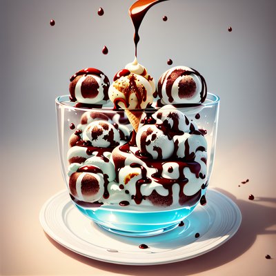 Chocolate Ice Cream Sundae Illustration QR Code for Restaurant Menus
