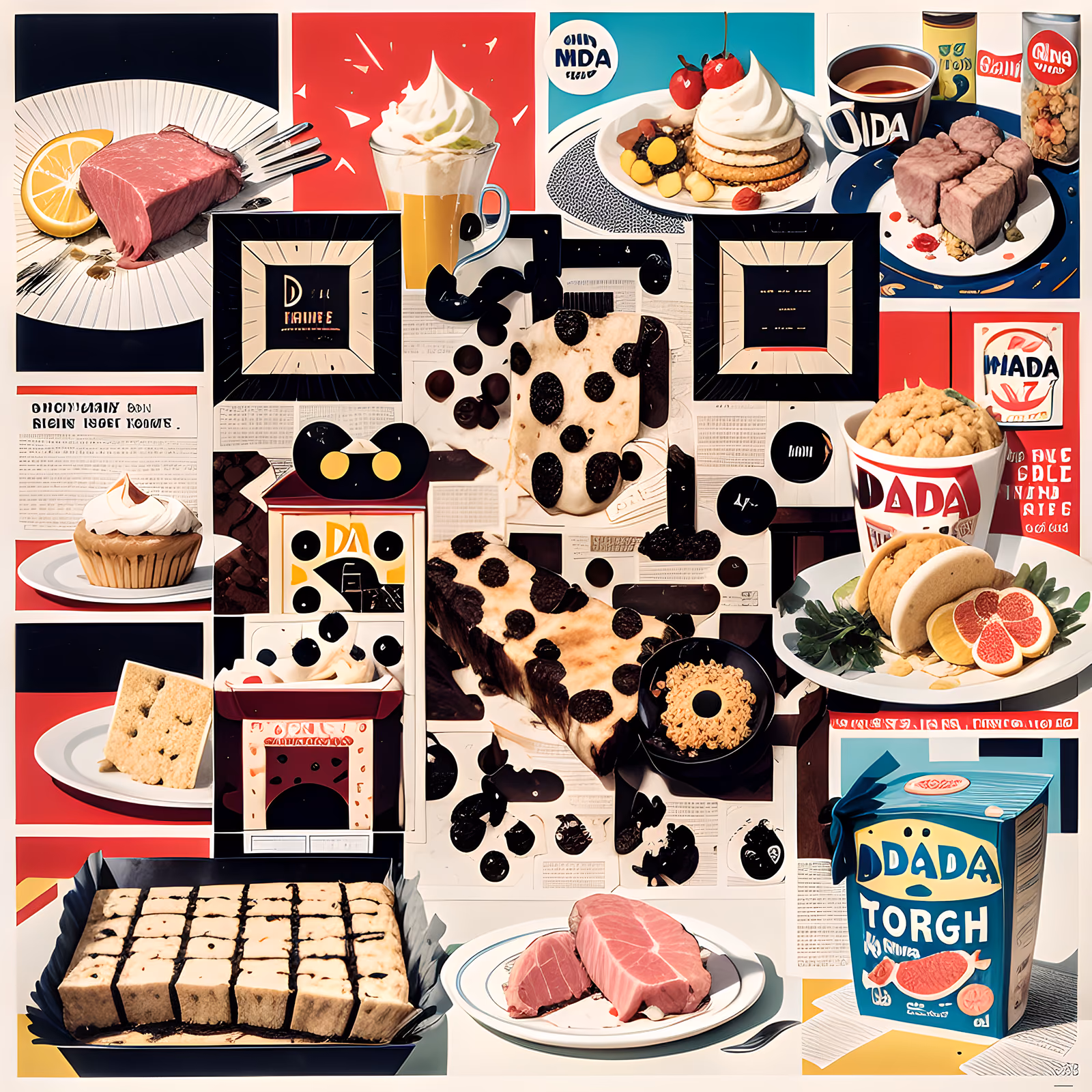 Ретро-реклама еды: QR-код в стиле дада-коллажа — изображение 1