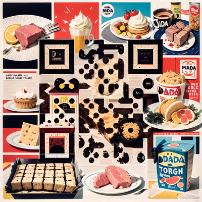 Ретро-реклама еды: QR-код в стиле дада-коллажа — изображение 1