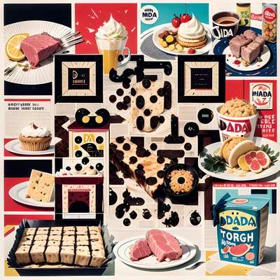 Retro Food Ad Dada Collage QR Code for Posters