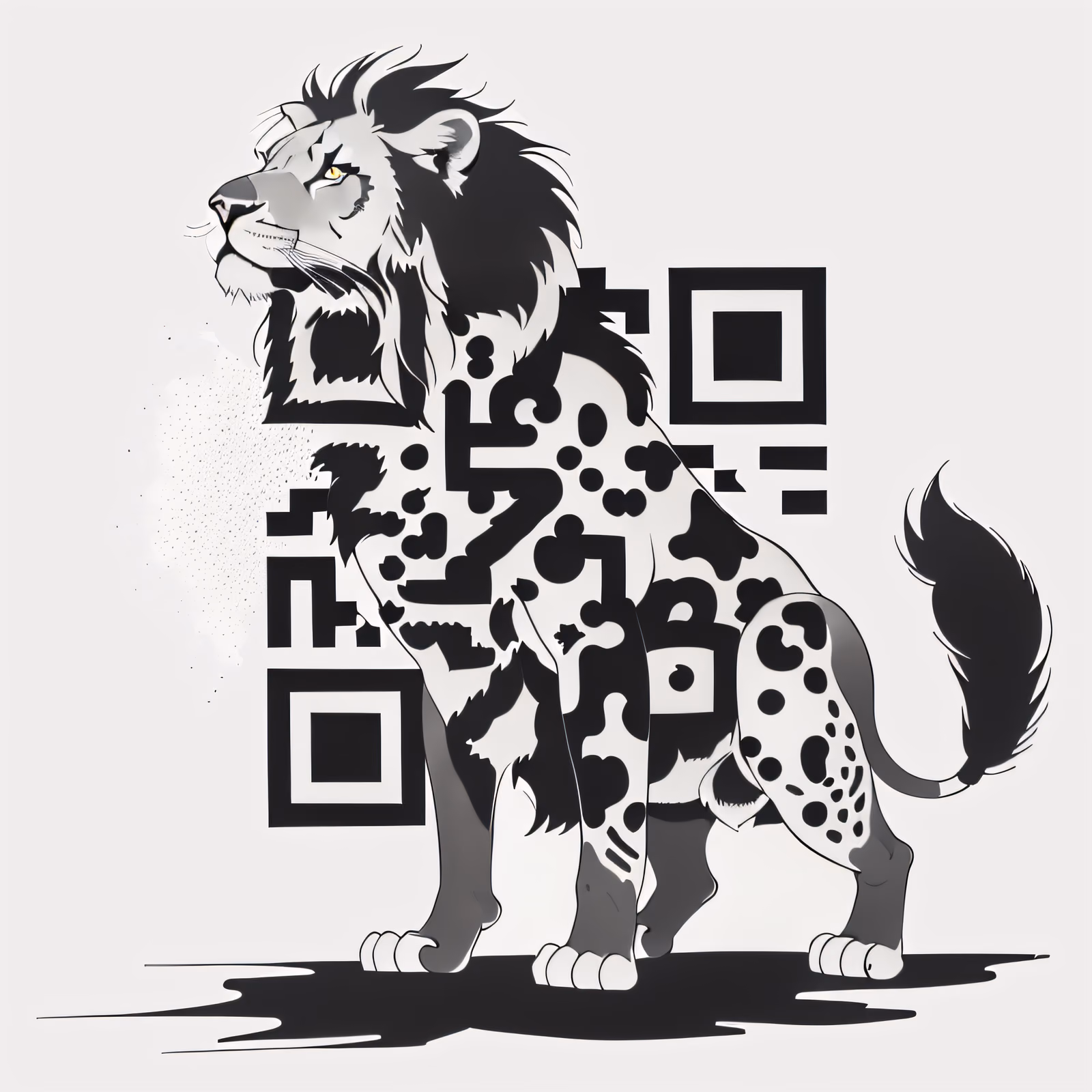 Lion Ink Tattoo Style QR Code for Apparel — image 1