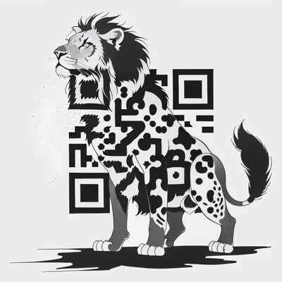 Lion Ink Tattoo Style QR Code for Apparel — image 1