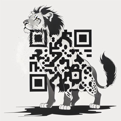 Lion Ink Tattoo Style QR Code for Apparel