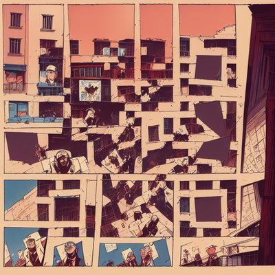 Comic Panel City Buildings QR Code for Book Covers
