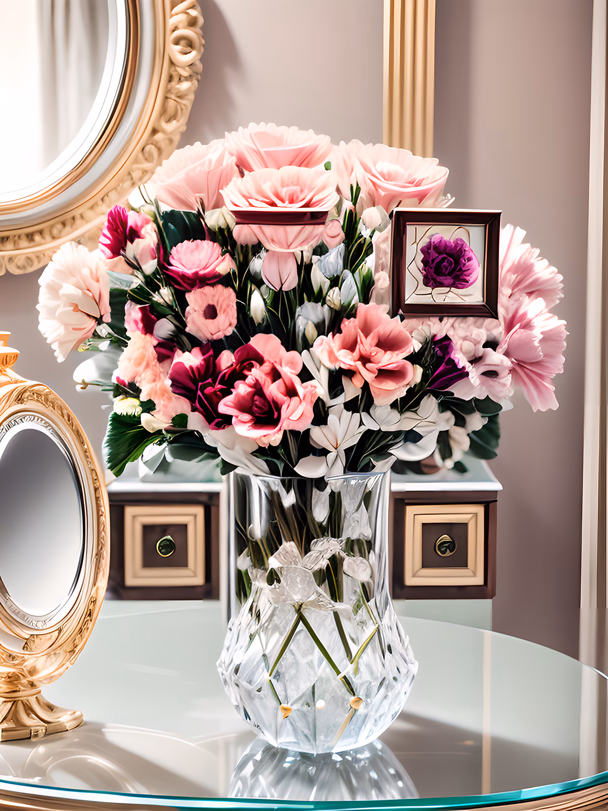 Pink Carnation Bouquet Vanity Photo QR Code Art — image 1