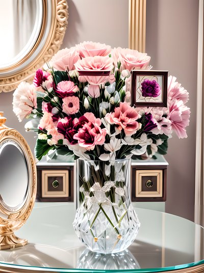 Pink Carnation Bouquet Vanity Photo QR Code Art