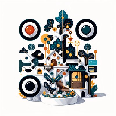 Fairy Garden Cottage Vector QR Code Art