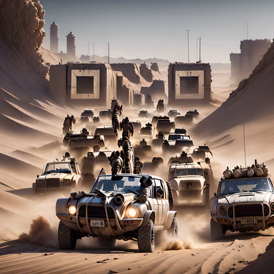 Desert War Convoy Cinematic QR Code for Posters — image 1