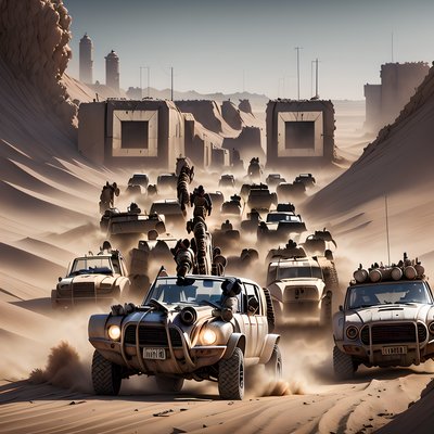 Desert War Convoy Cinematic QR Code for Posters
