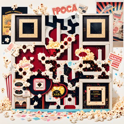 Carnival Popcorn Collage QR Code for Posters