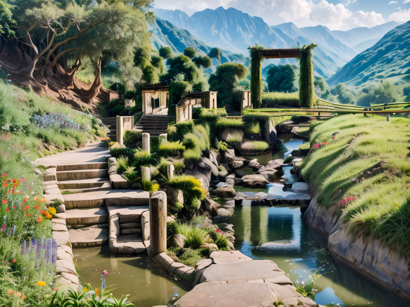 绿色山谷河流风景二维码艺术 — 图片 1