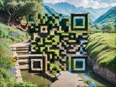 Green Valley River Landscape QR Code Art