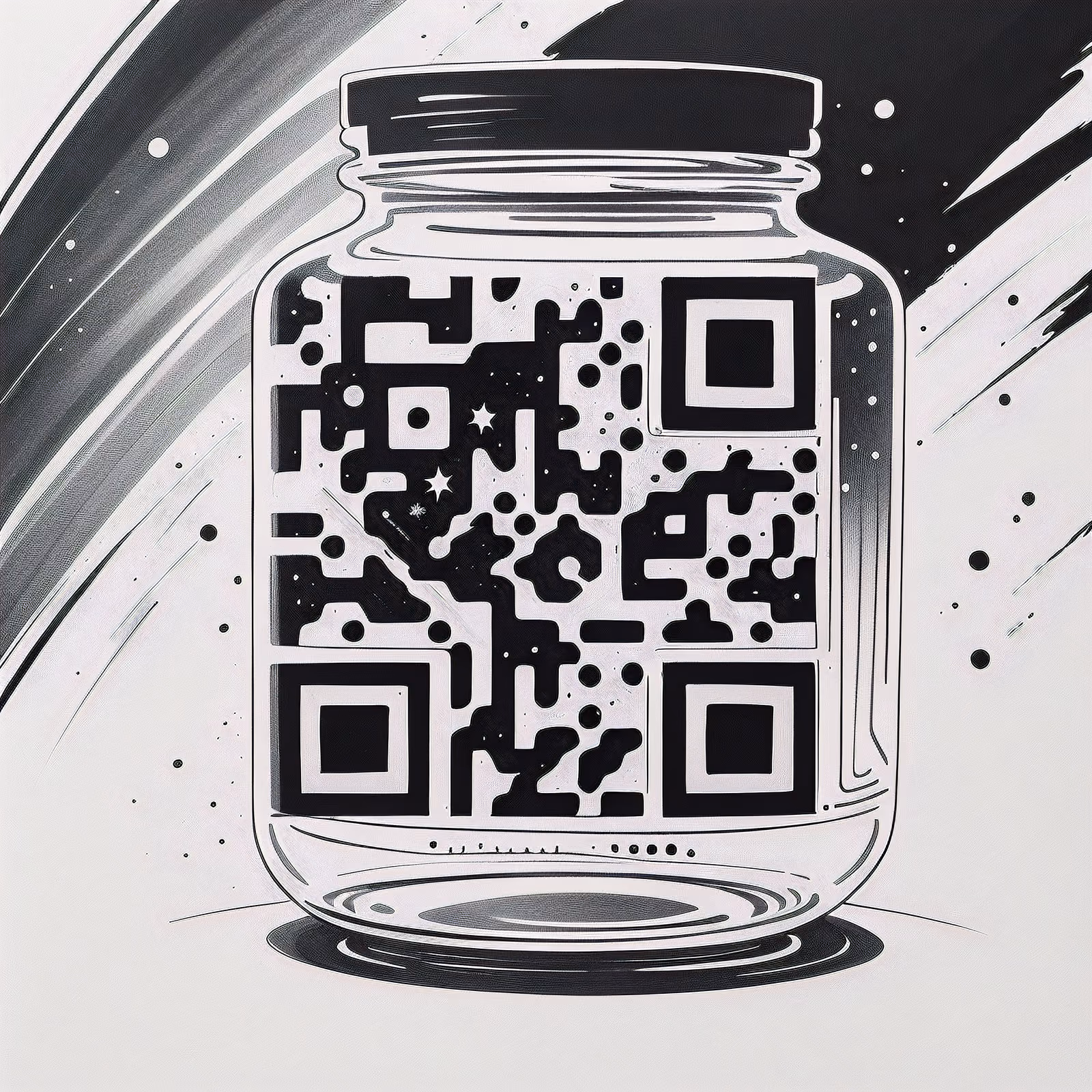 星系罐墨水纹身二维码设计,适用于临时纹身 — 图片 1