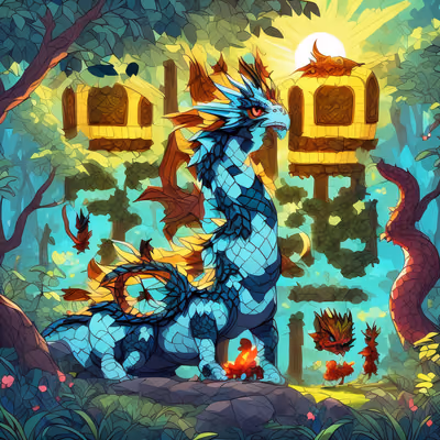 Teal Dragon Forest Fantasy QR Code for Posters — image 1