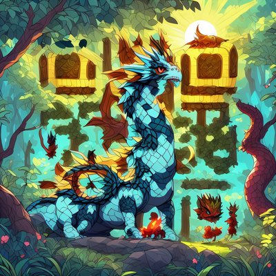 Teal Dragon Forest Fantasy QR Code for Posters