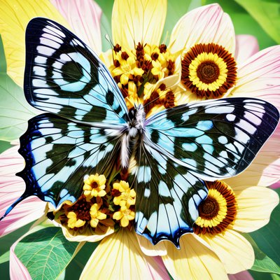 Butterfly on Flowers Realistic QR Code Art