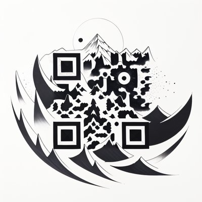 Mountain Sunrise Ink Tattoo QR Code for Temporary Tattoos