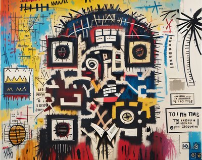 Scrawled Mask Face Expressionist QR Code Art