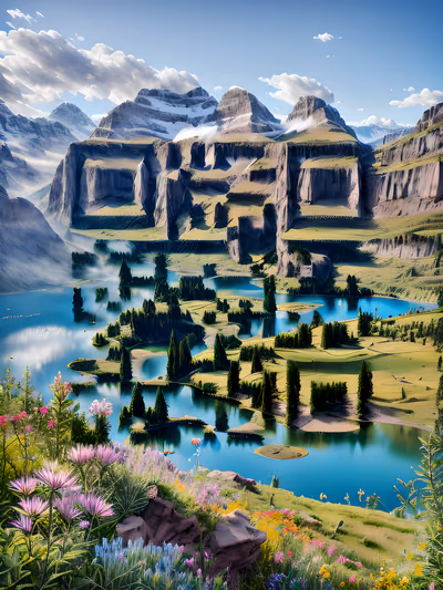 Alpine Lake Mountain Landscape QR Code Art — image 1