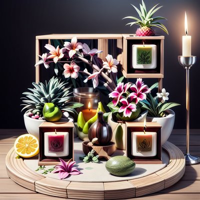 Spa Candles Tropical Flowers QR Code for Packaging
