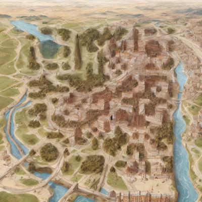 Aerial Italian City Matte Painting QR Code Art — image 1