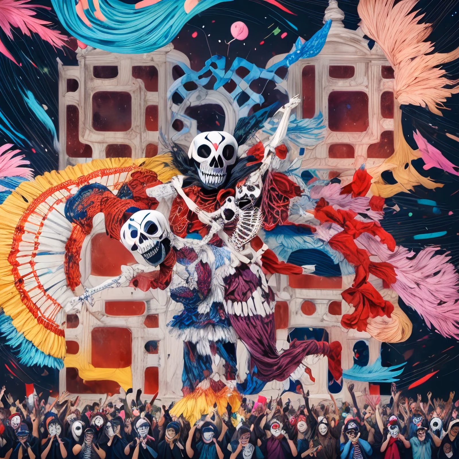Dancing Skeletons Carnival Digital Painting QR Code for Posters — image 1