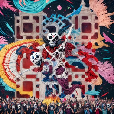 Dancing Skeletons Carnival Digital Painting QR Code for Posters