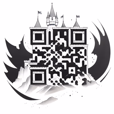 Castle on Cliff Ink Tattoo QR Code Art — image 1