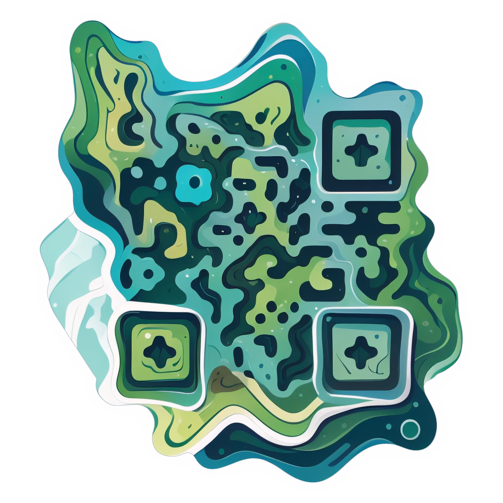 Green Wave Abstract Vector QR Code for Stickers — image 1