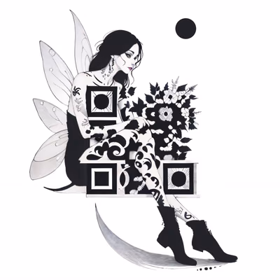 Tattooed Fairy Moon Ink QR Code for Temporary Tattoos — image 1