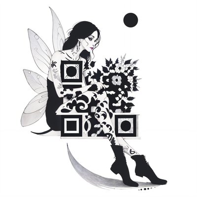 Tattooed Fairy Moon Ink QR Code for Temporary Tattoos