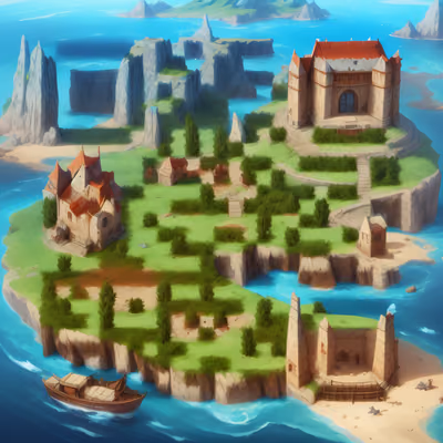 Fantasy Island Castle Game Art QR Code for Posters — image 1