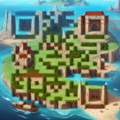 Fantasy Island Castle Game Art QR Code for Posters