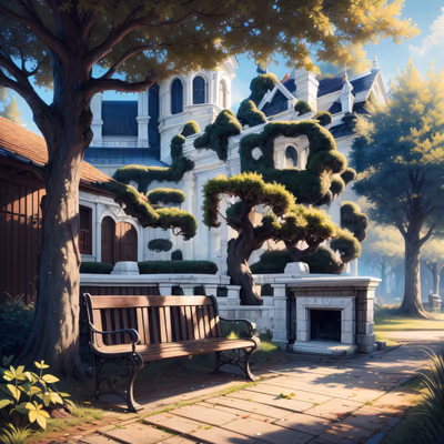 Park Bench Under Tree Painting QR Code Art — image 1
