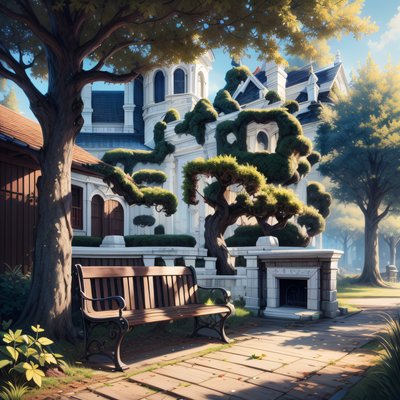 Park Bench Under Tree Painting QR Code Art
