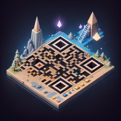 Isometric Diorama Game World QR Code for Posters — image 1