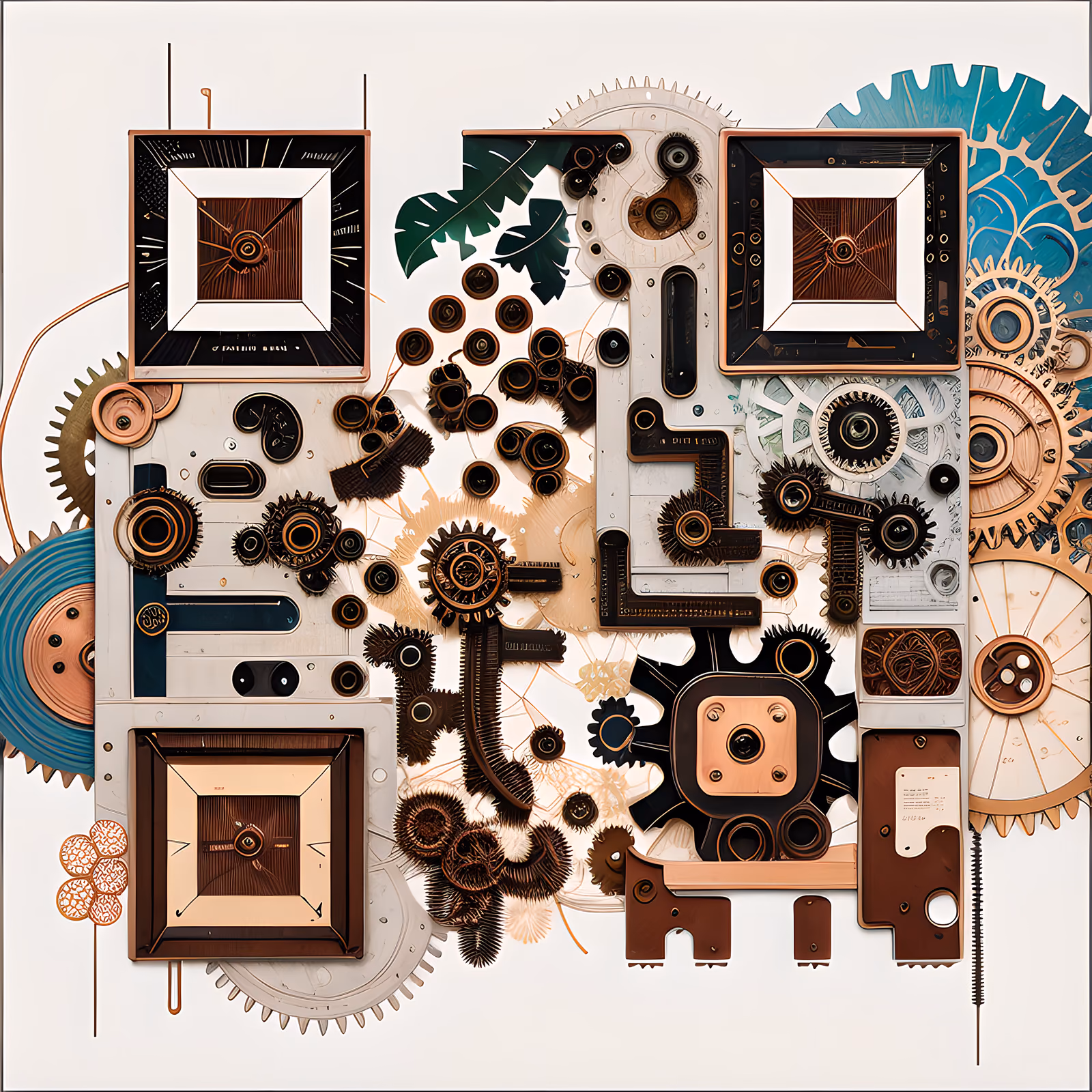 Коллаж из шестерён и медных механизмов: QR-код для постеров — изображение 1