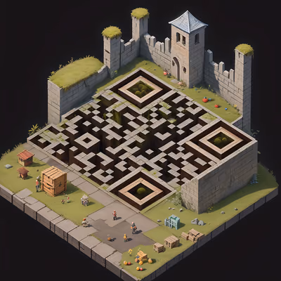 Mossy Ruin Isometric Diorama QR Code for Posters — image 1